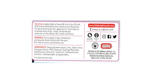 Udderly Smooth Extra Care Cream with 20% Urea - Relief for Treatment-Related Dry and Peeling Skin (8 oz)