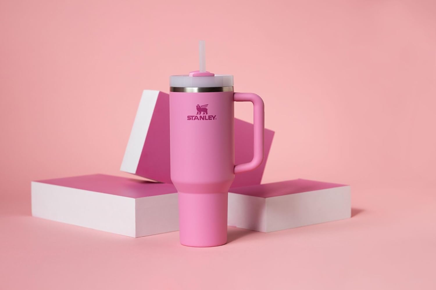 STANLEY 40oz Quencher Tumbler with Handle and Straw (Peony Pink)