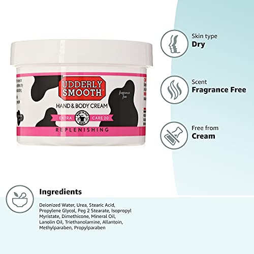 Udderly Smooth Extra Care Cream with 20% Urea - Relief for Treatment-Related Dry and Peeling Skin (8 oz)