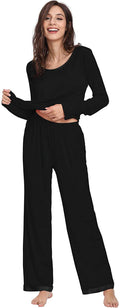 Bamboo Viscose Pajama Set - Soft, Cooling Sleepwear for Treatment Recovery (Black, Round Neck)