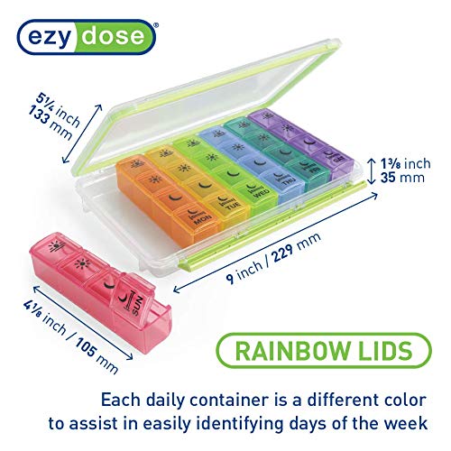 Weekly 7-Day Pill Organizer - 4 Times Daily with Removable Daily Compartments