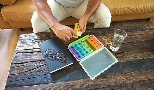 Weekly 7-Day Pill Organizer - 4 Times Daily with Removable Daily Compartments