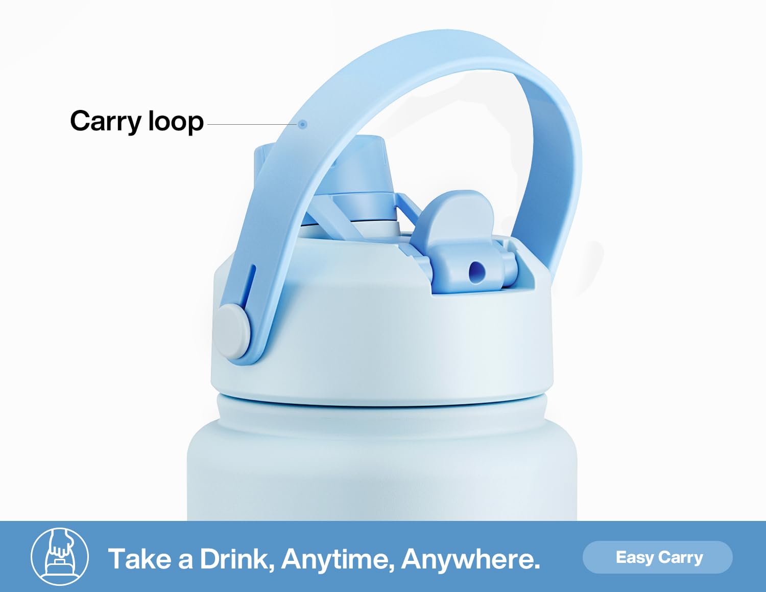 32oz Insulated Water Bottle with 2-in-1 Lid - (Light Blue Sea Breeze)