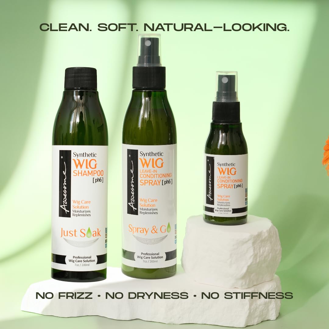 Synthetic Wig Shampoo and Leave-In Conditioner Spray - Maintain Wig Quality During Treatment (7 oz, 2-Piece Set)