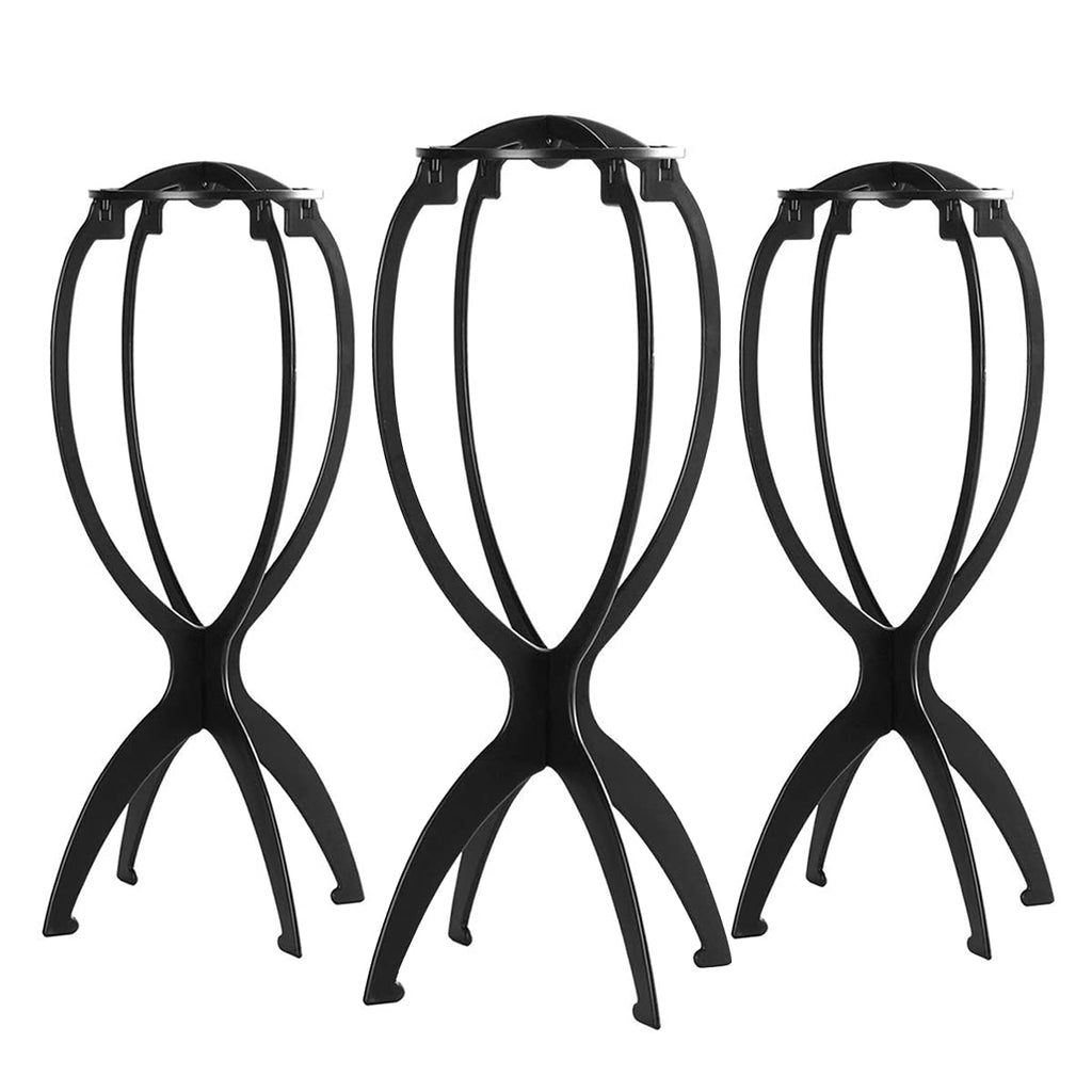 Collapsible Wig Stand - Portable Storage and Drying for Treatment Wigs (Black, 14.2")