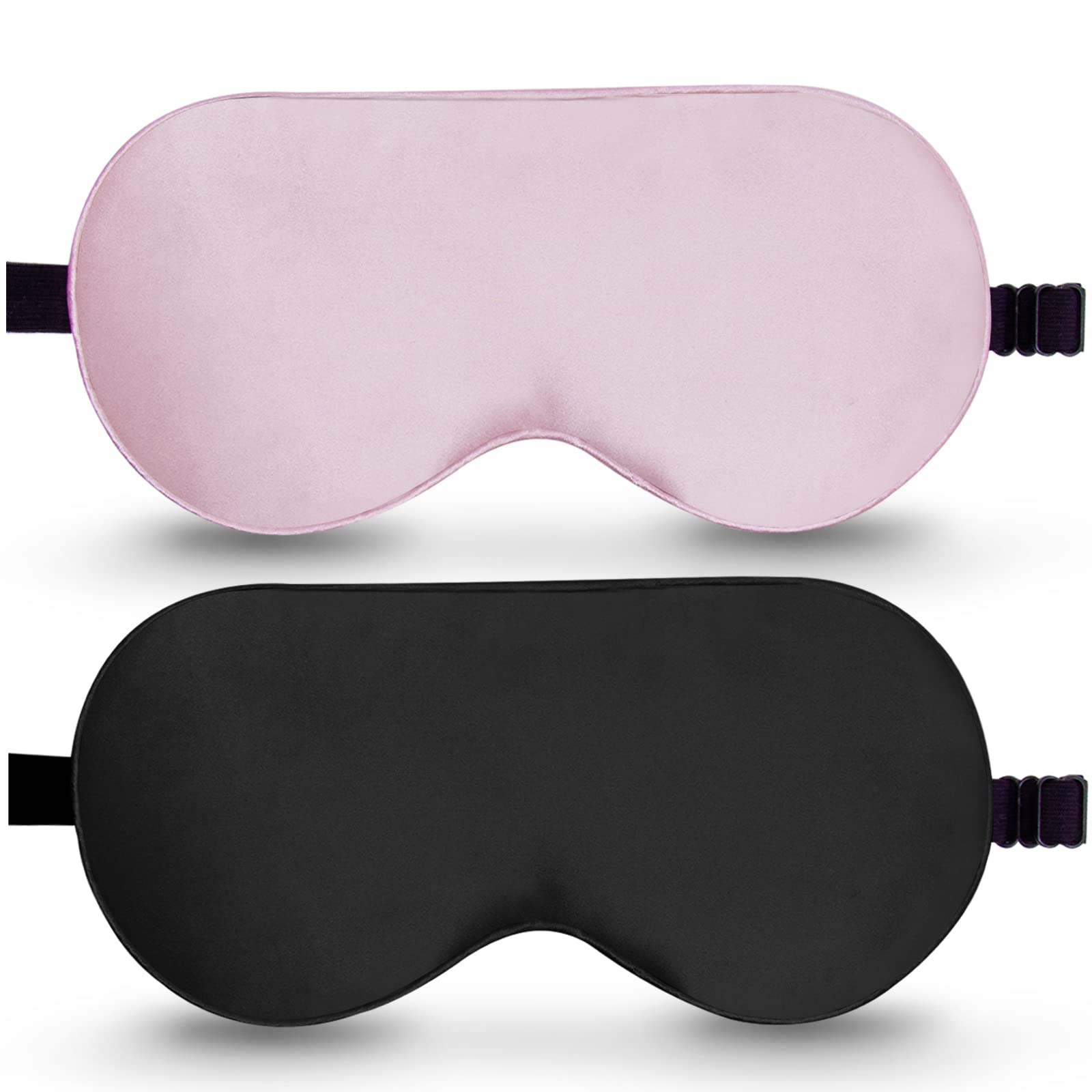 100% Mulberry Silk Sleep Masks - Light-Blocking Comfort for Treatment-Disrupted Sleep (2 Pack, Pink & Black)