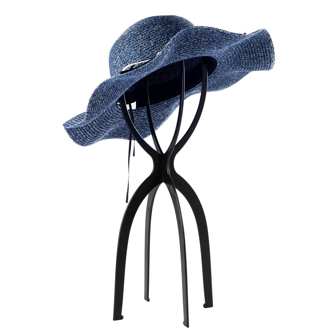 Tall Collapsible Wig Stand - Storage and Drying for Long Wigs (Black, 19.7")
