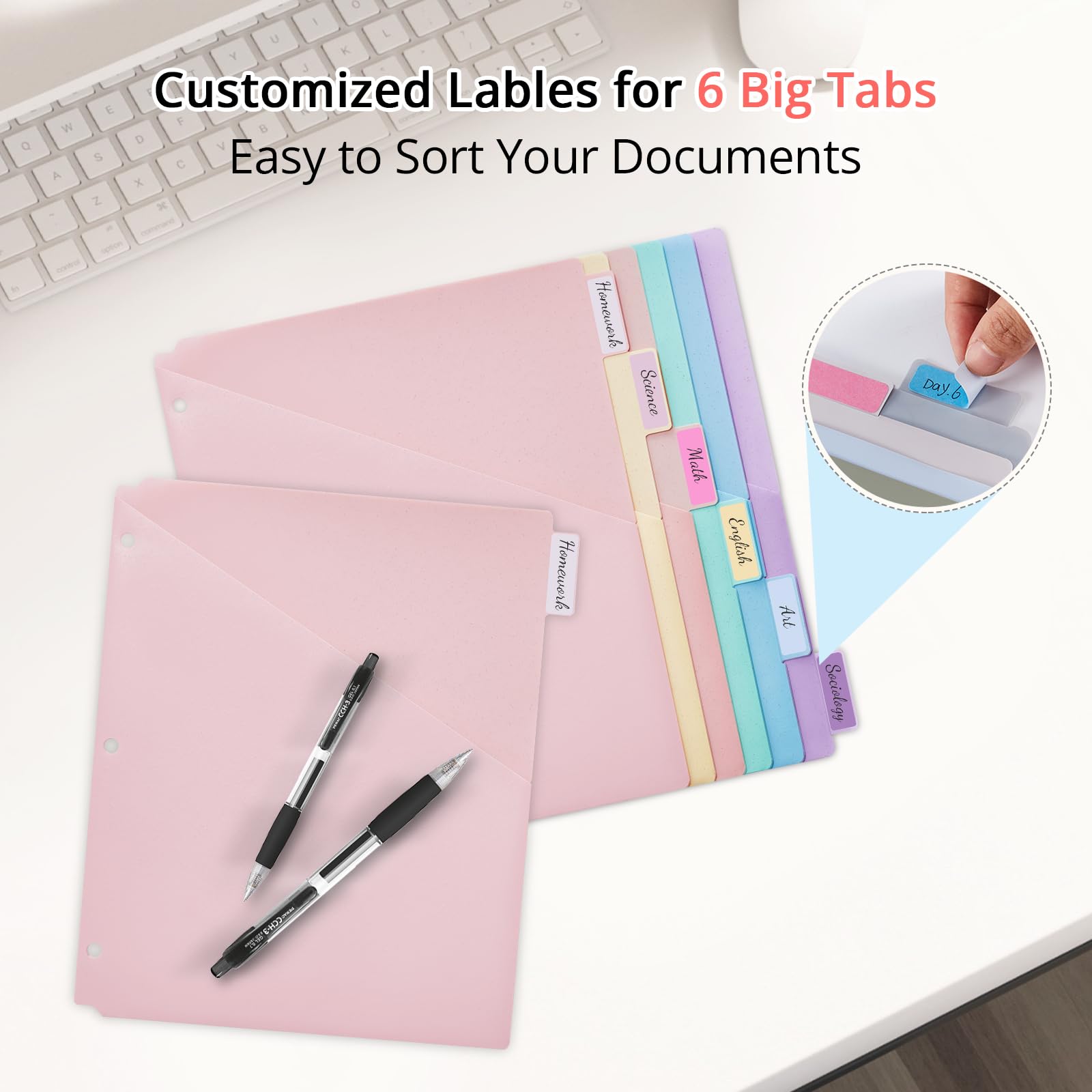 6-Tab Pastel Dividers with Pockets - Pretty Organization for Your Medical Binder