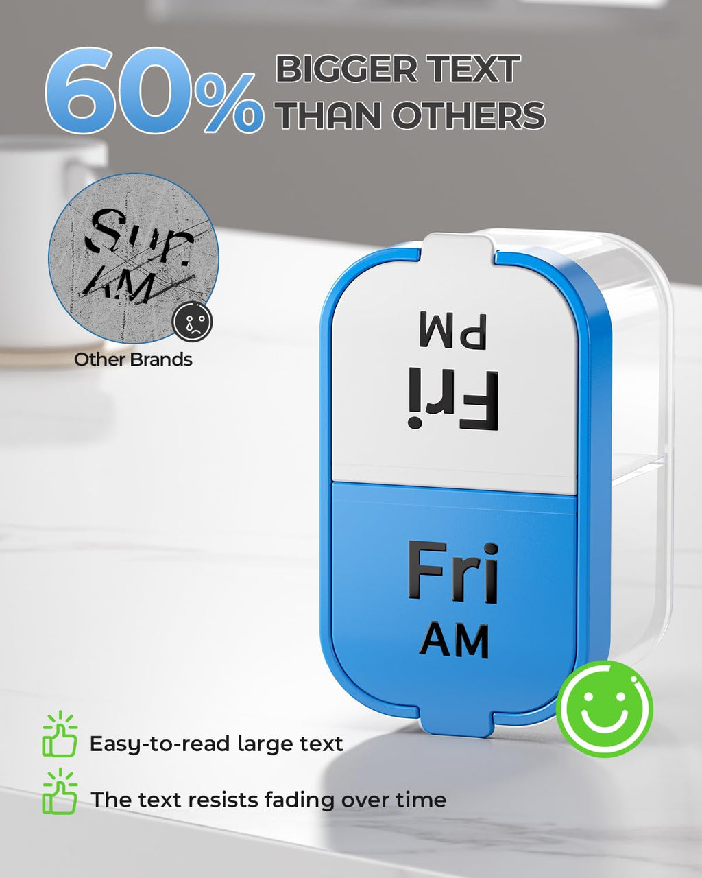 Extra Large Weekly Pill Organizer - Jumbo Capacity for Medication and Supplements (Rainbow, AM/PM)
