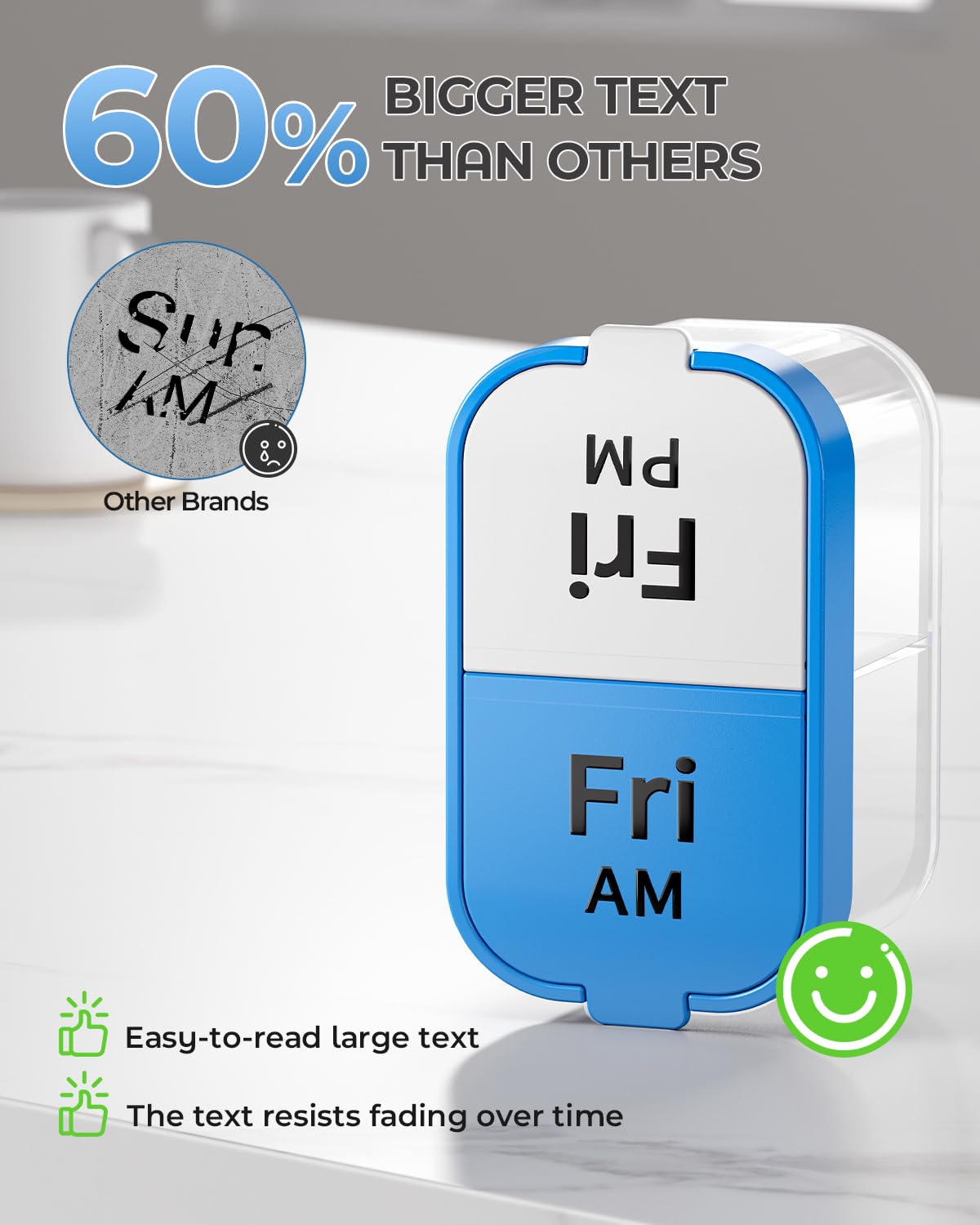 Extra Large Weekly Pill Organizer - Jumbo Capacity for Medication and Supplements (Rainbow, AM/PM)