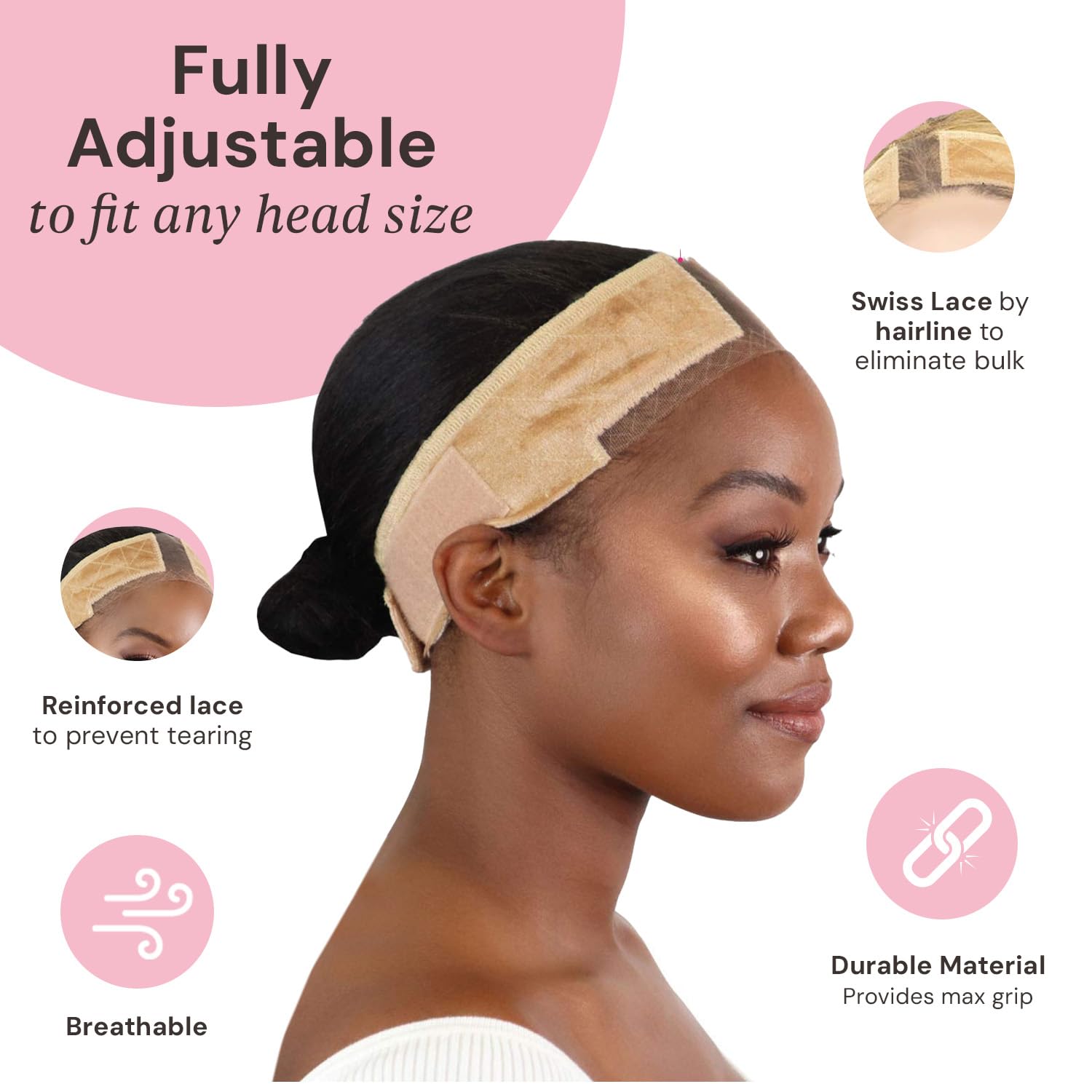 Premium Lace Wig Grip Band - Secure, Comfortable Wig Wear Without Glue (Nude)