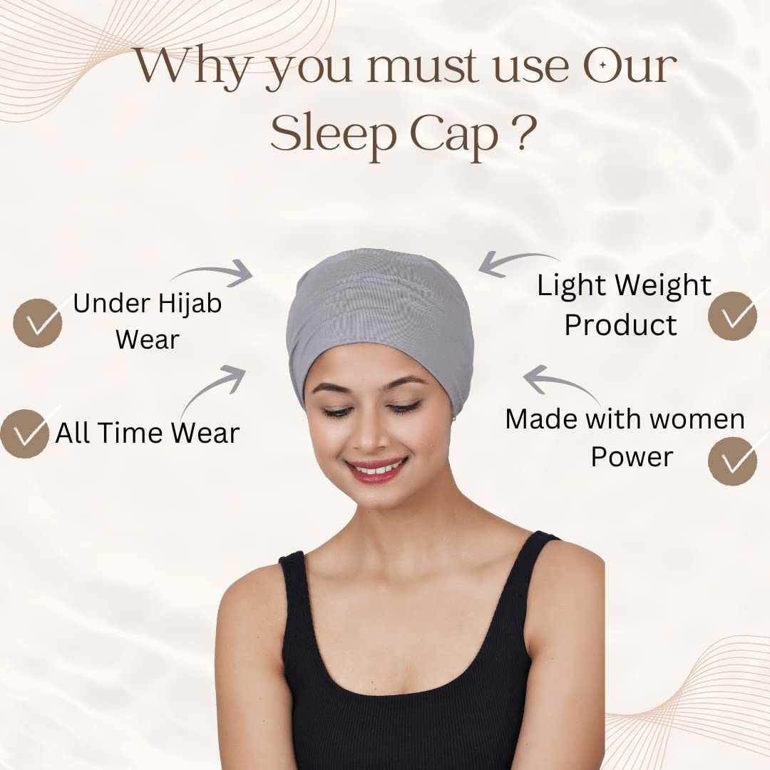 Bamboo Soft Sleep Cap - Comfortable Head Covering for Chemotherapy Hair Loss (Ash, Double-Layer)