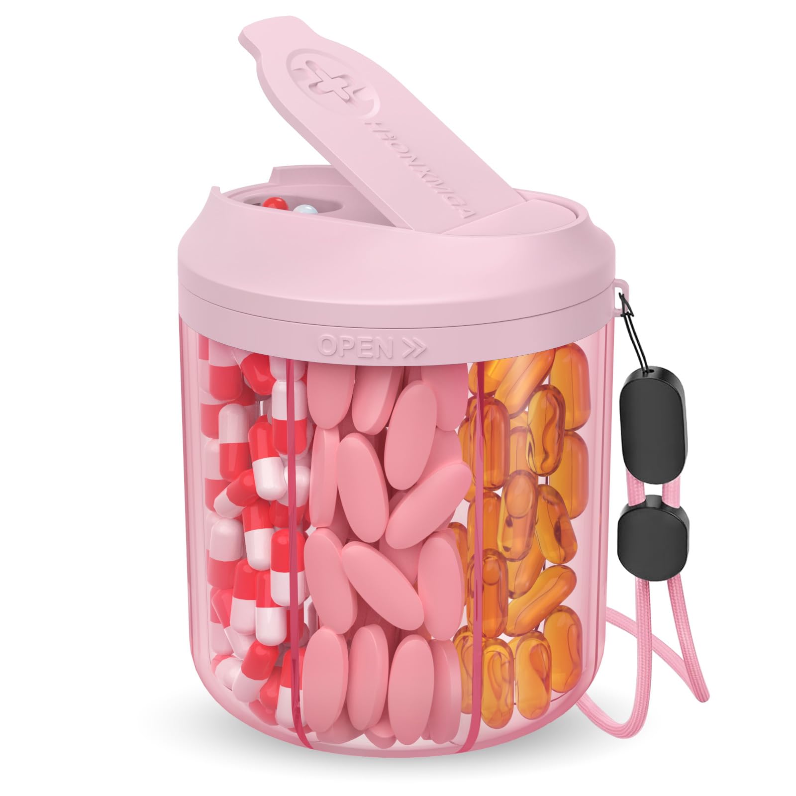 7-Compartment Rotating Pill Dispenser - Organize Multiple Medications Effortlessly (Pink)