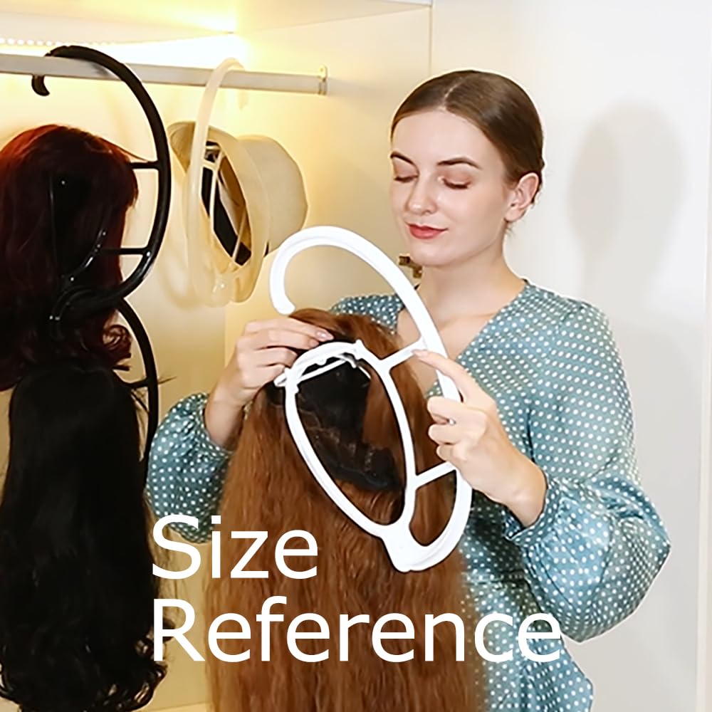 Hanging Wig Stand - Space-Saving Storage and Drying for Treatment Wigs (Black, 2 Pack)