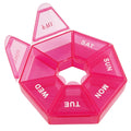 Compact Round Weekly Pill Organizer - Pocket-Sized for On-the-Go (Pink)
