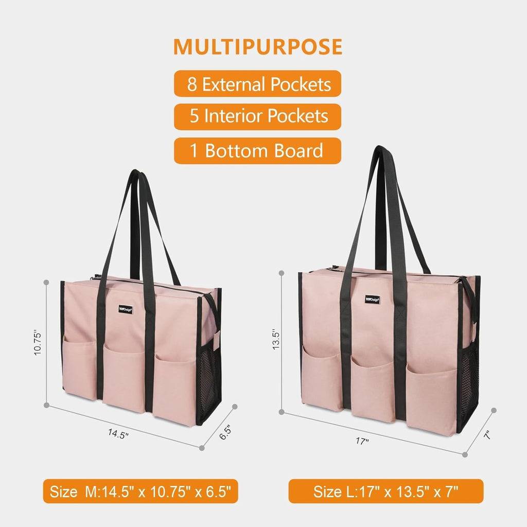 Water-Resistant Tote Bag with 13 Pockets - Your Treatment Day Essential Carrier (Pink)