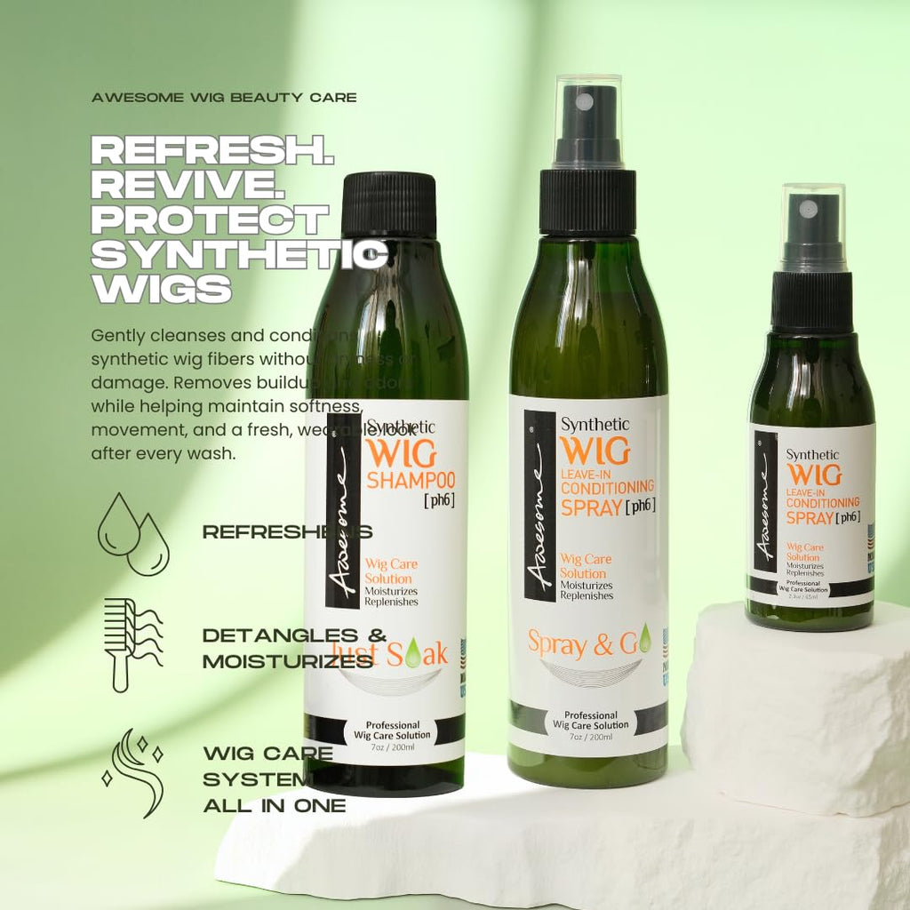 Synthetic Wig Shampoo and Leave-In Conditioner Spray - Maintain Wig Quality During Treatment (7 oz, 2-Piece Set)