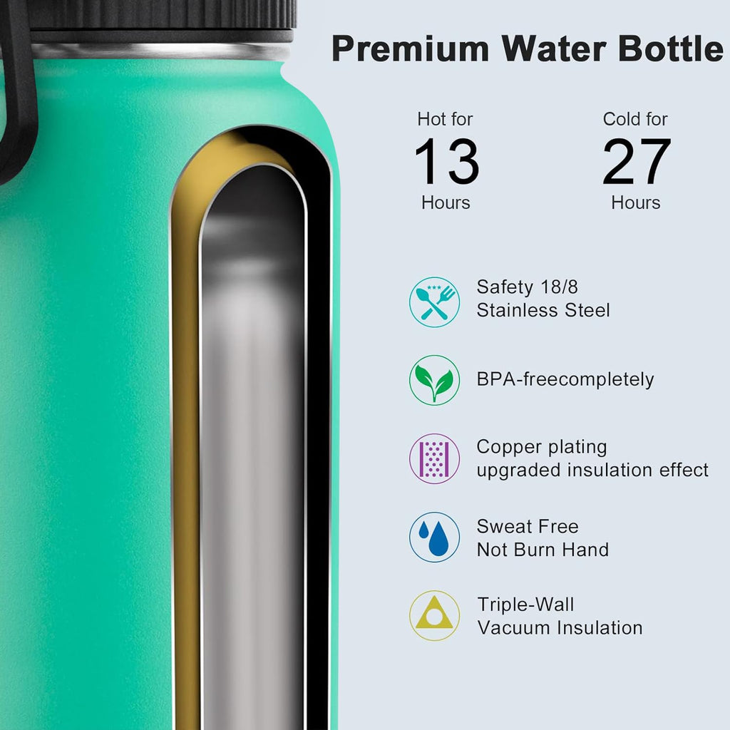32oz Insulated Water Bottle with Straw - Stay Hydrated Through Treatment (Teal)