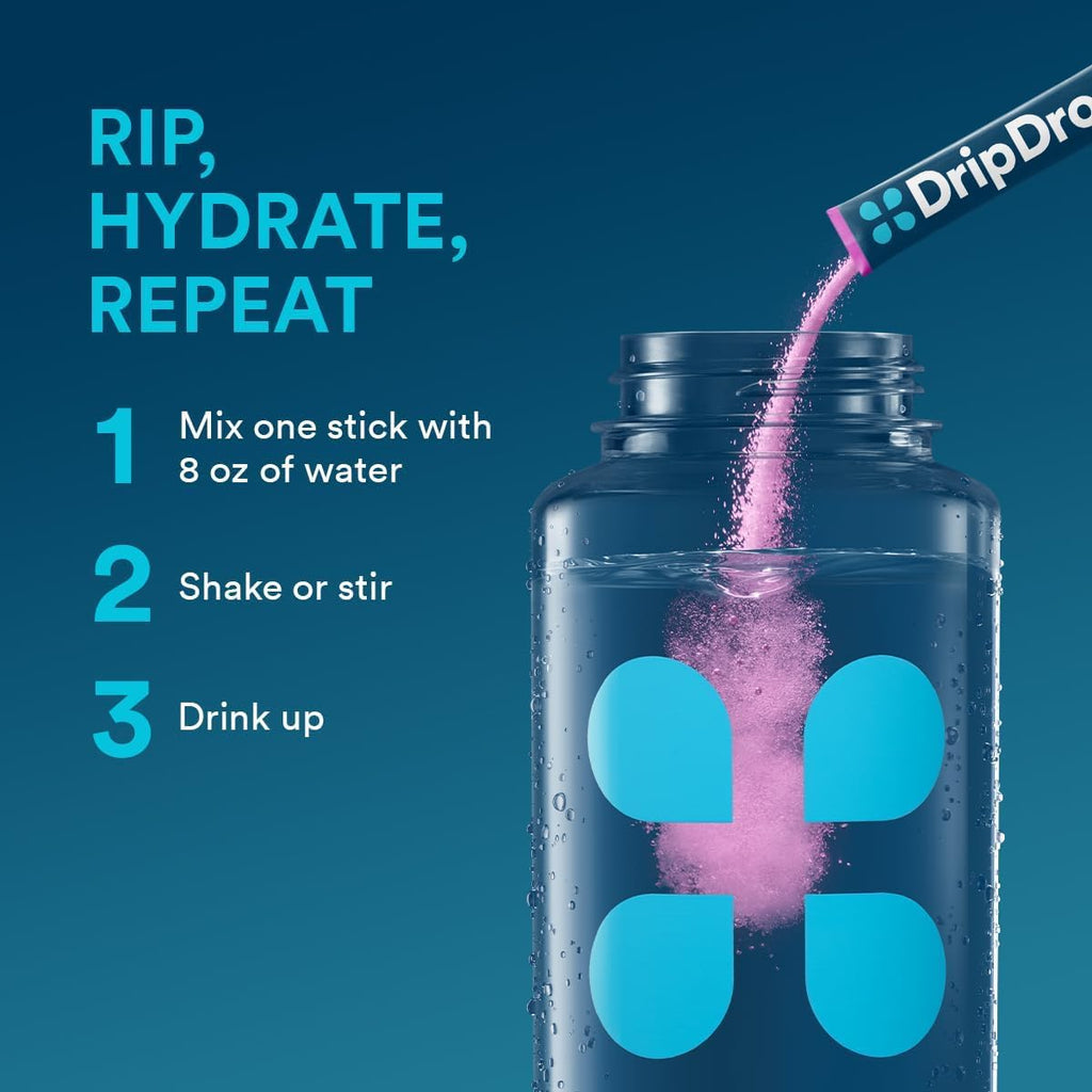 DripDrop Electrolyte Hydration Packets - Combat Treatment-Related Dehydration (32 Pack)