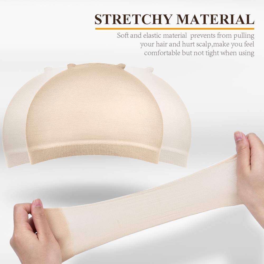 Nylon Wig Caps - Comfortable, Breathable Base for Chemotherapy Wigs (Beige, 20 Pack)