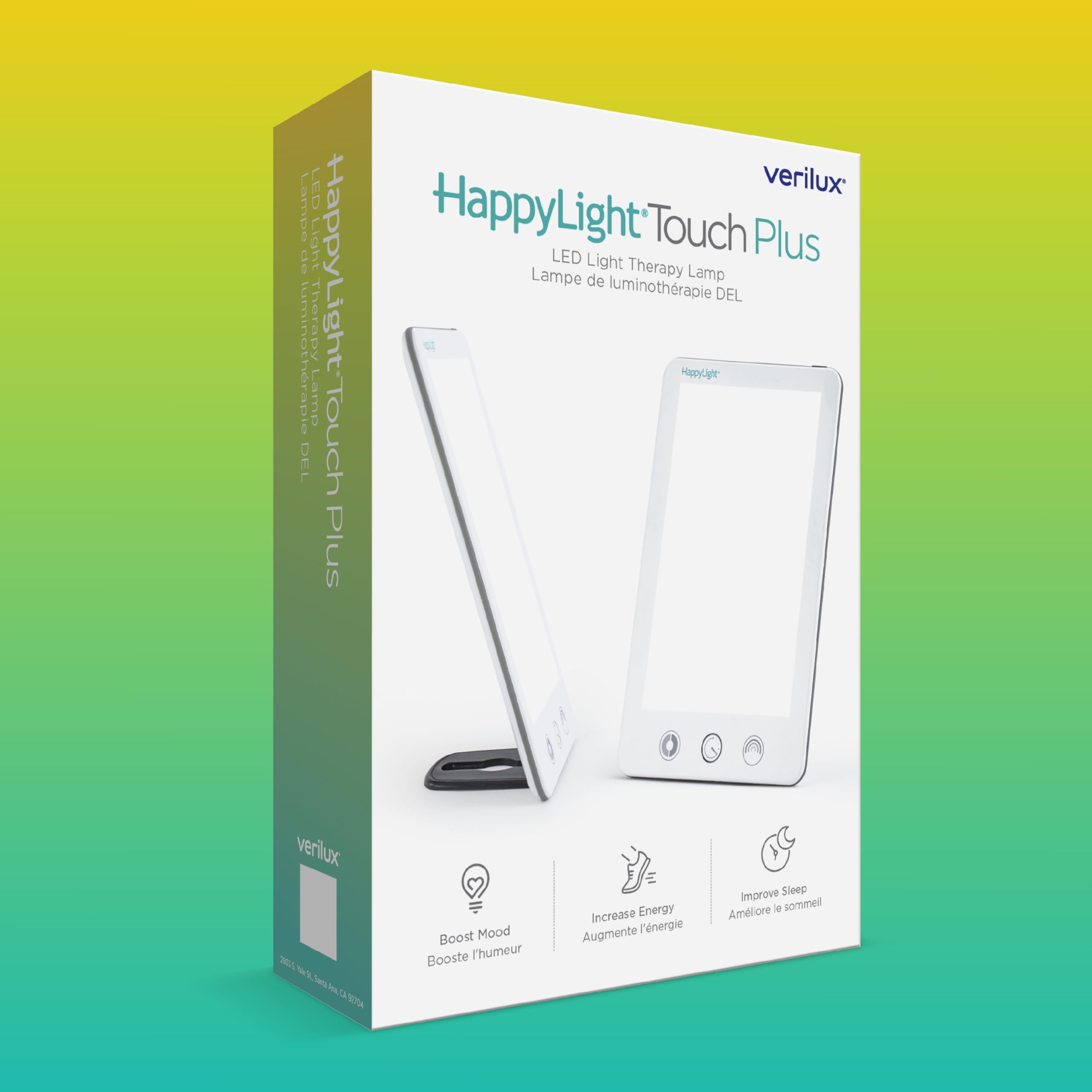 Verilux HappyLight Touch Plus - 10,000 Lux Light Therapy for Treatment Fatigue and Mood (UV-Free, Adjustable)