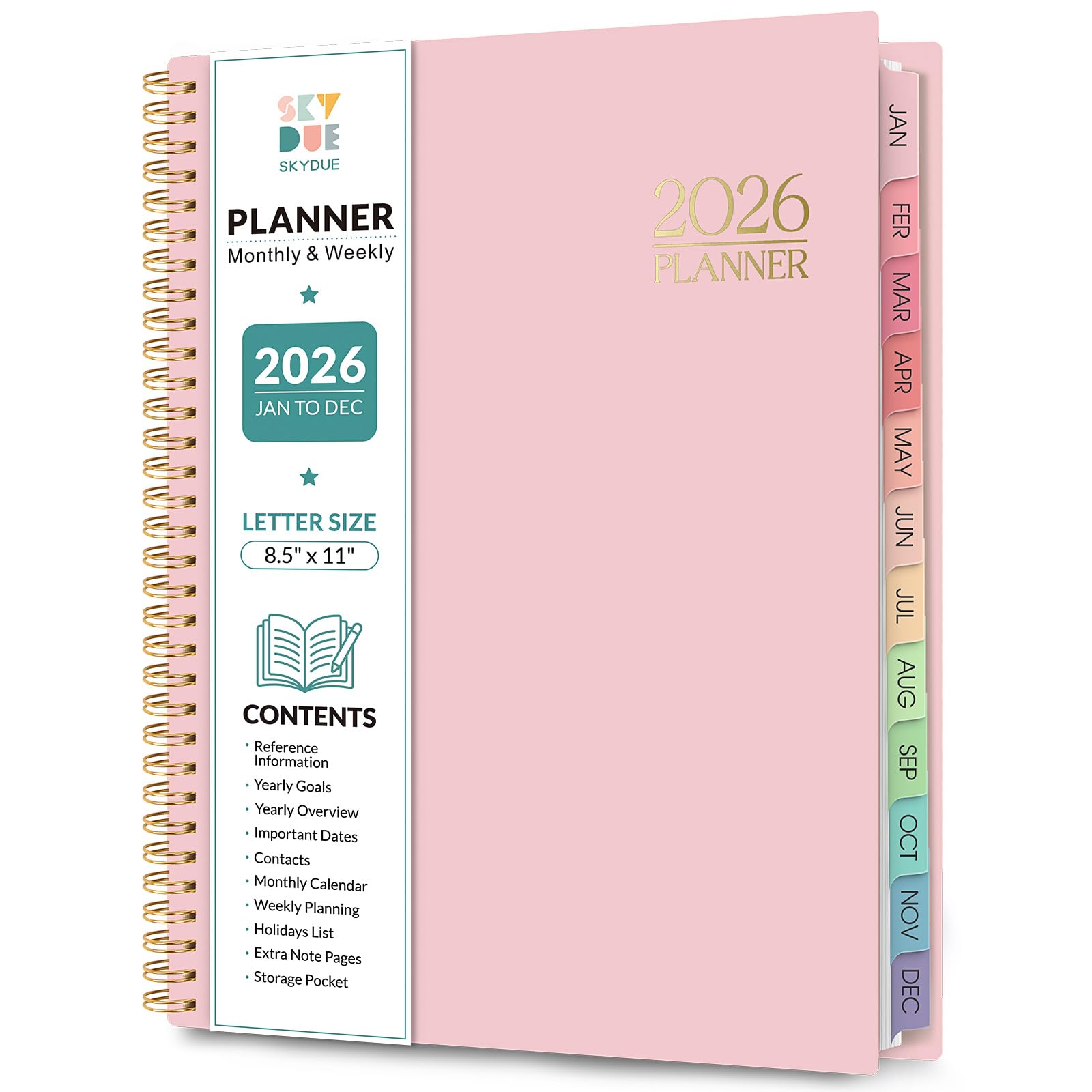 2026 Weekly & Monthly Planner - (Light Pink, 8.5" x 11")- my fave :)