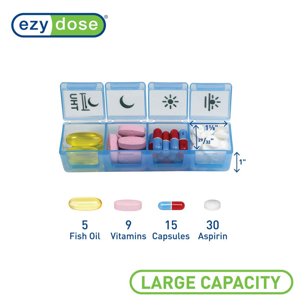 Weekly 7-Day Pill Organizer - 4 Times Daily with Removable Daily Compartments