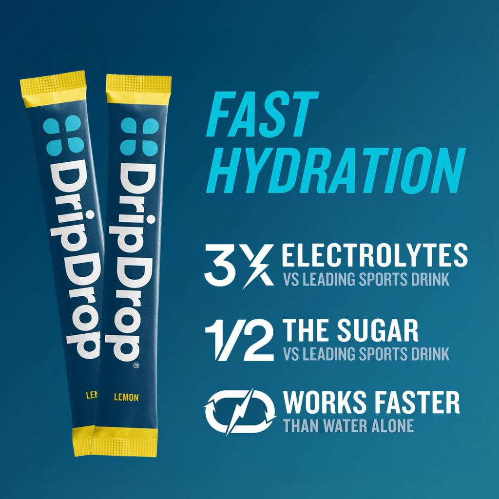 DripDrop Electrolyte Hydration Packets - Combat Treatment-Related Dehydration (32 Pack)