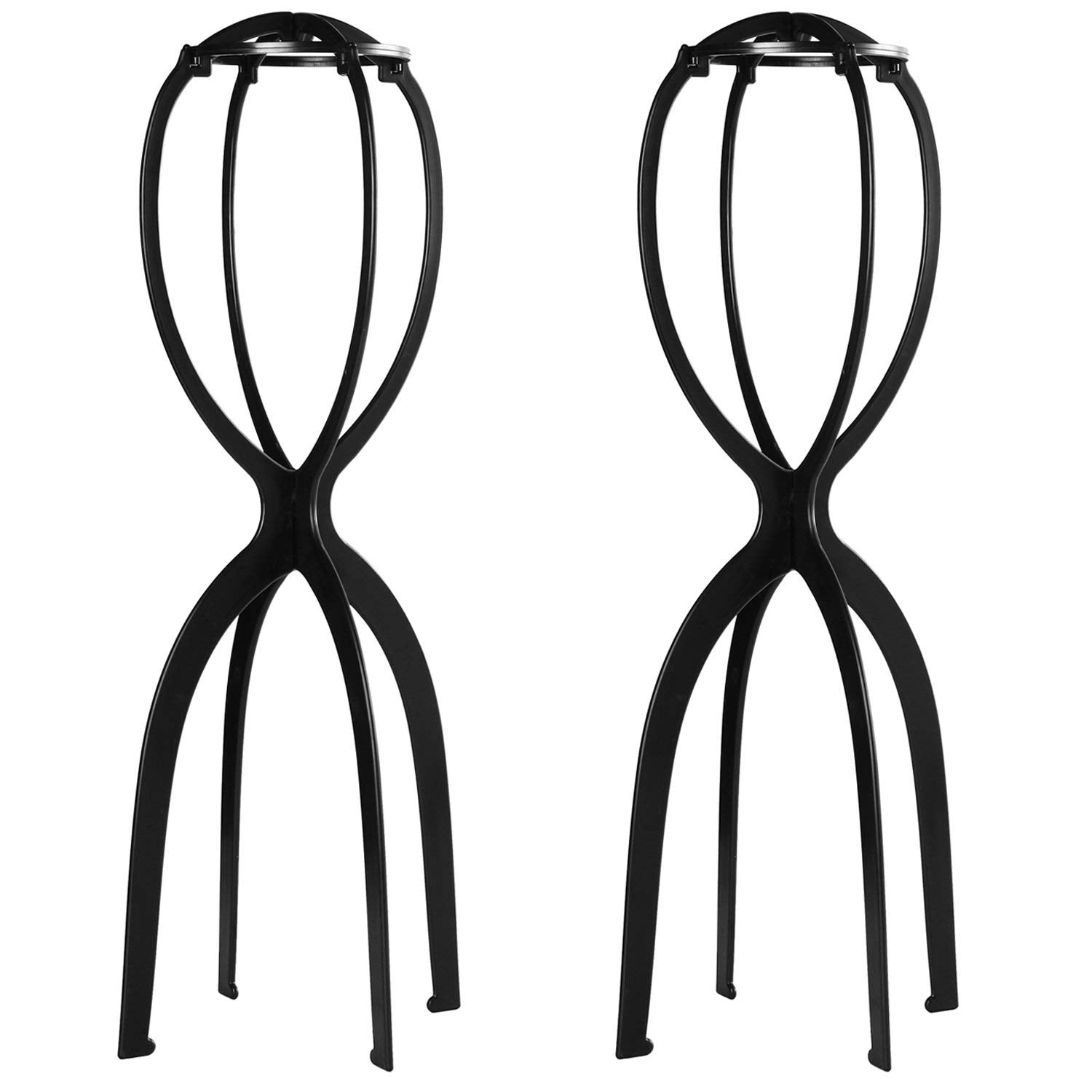 Tall Collapsible Wig Stand - Storage and Drying for Long Wigs (Black, 19.7")