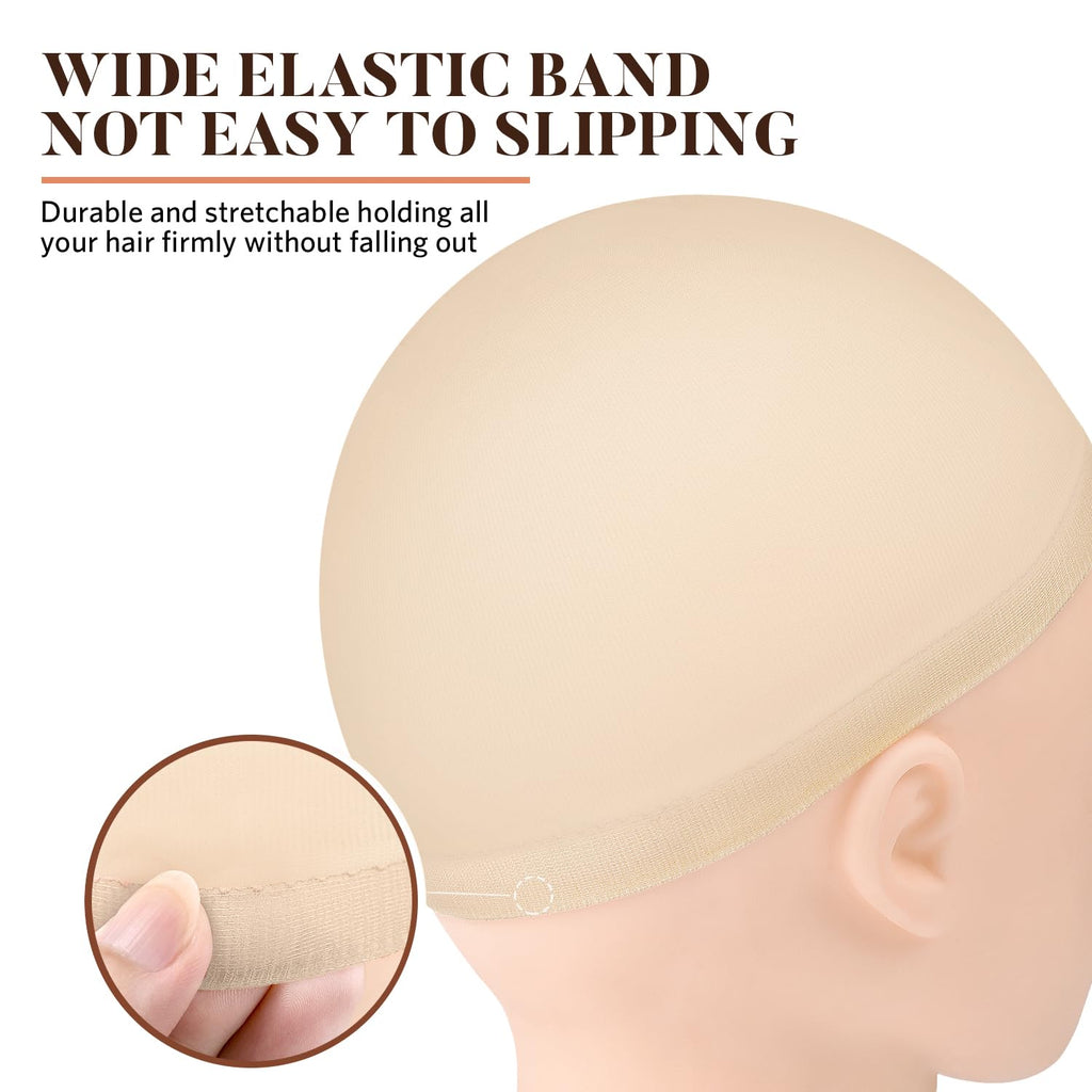 Nylon Wig Caps - Comfortable, Breathable Base for Chemotherapy Wigs (Beige, 20 Pack)
