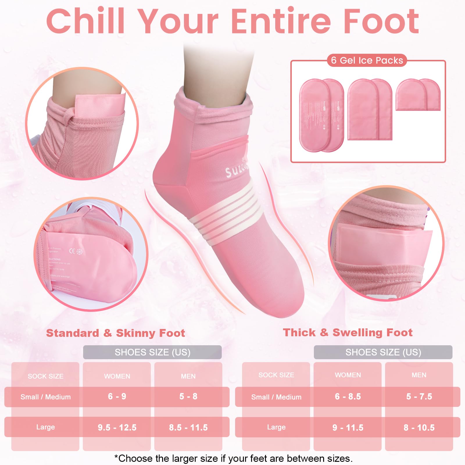 Cold Therapy Socks & Gloves Ice Pack Set - (Pink, S/M)