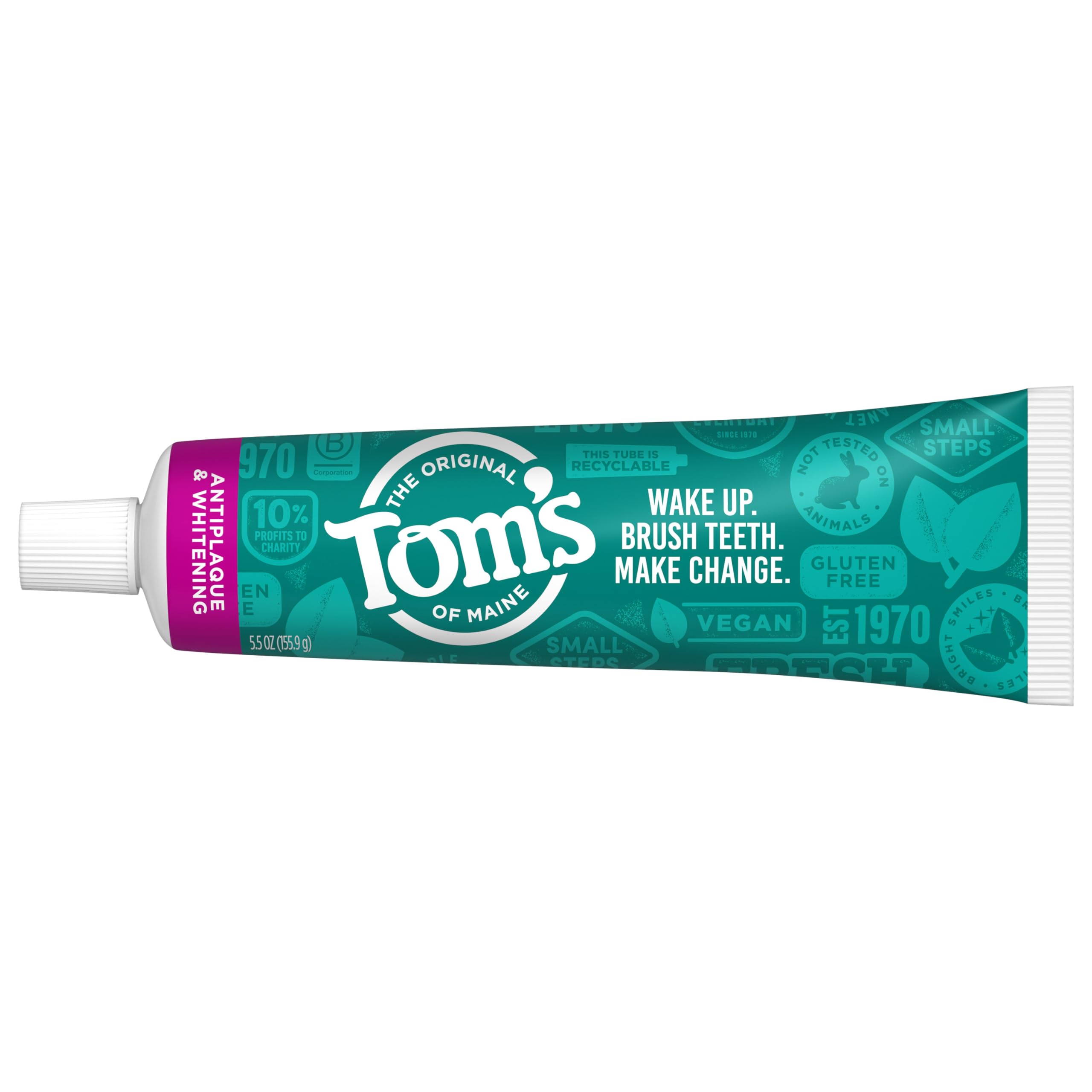 Tom's of Maine Fluoride-Free Natural Toothpaste - Gentle Oral Care for Treatment-Sensitive Mouths (Peppermint, 2-Pack)