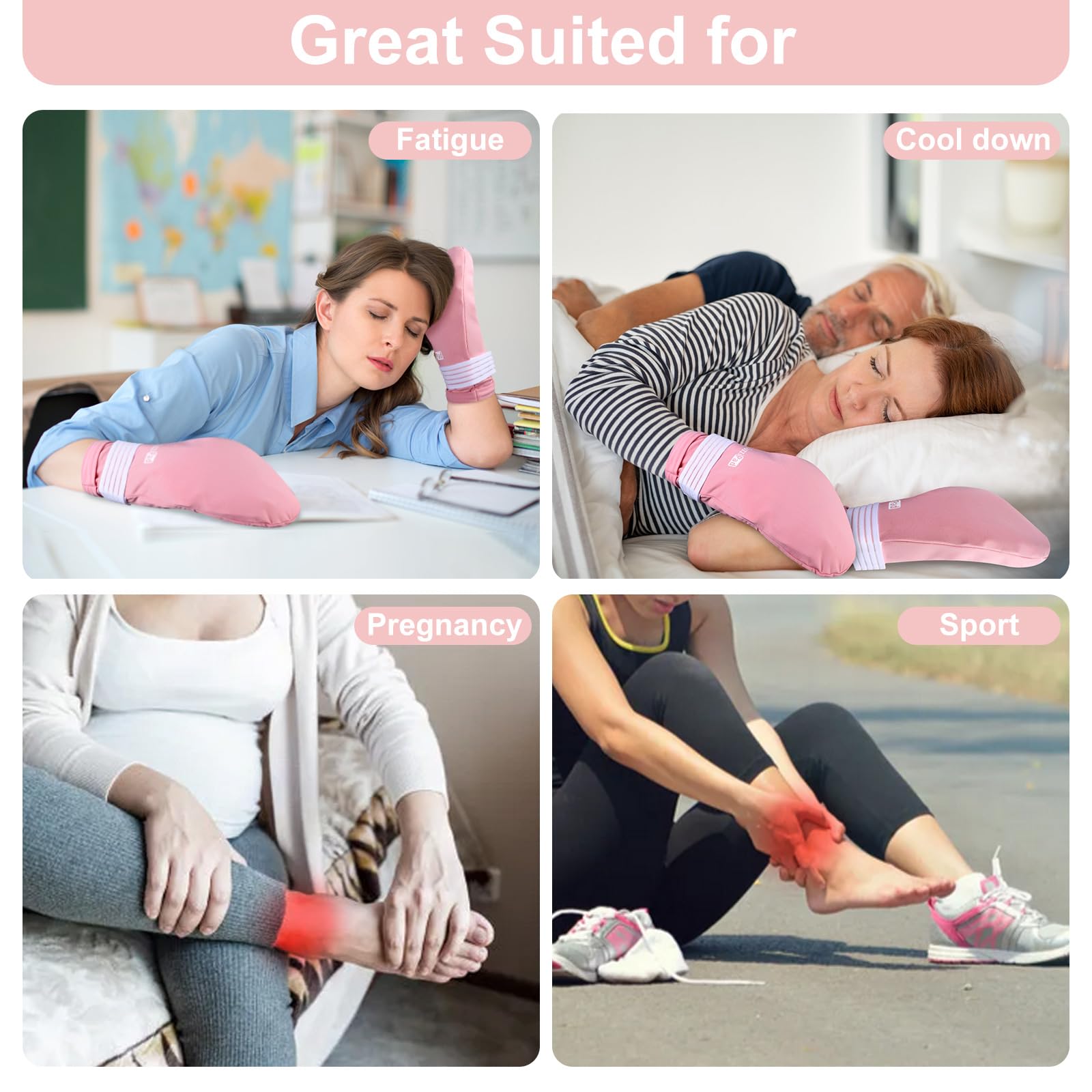 Cold Therapy Socks & Gloves Ice Pack Set - (Pink, S/M)