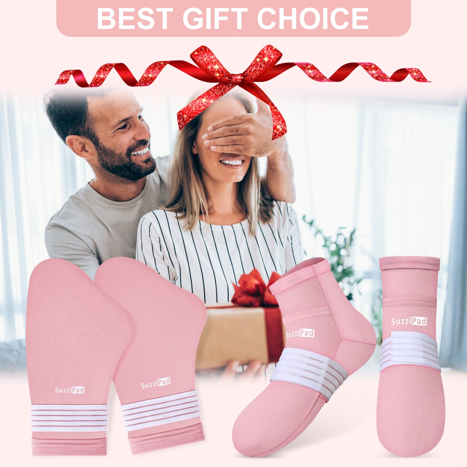 Cold Therapy Socks & Gloves Ice Pack Set - (Pink, S/M)