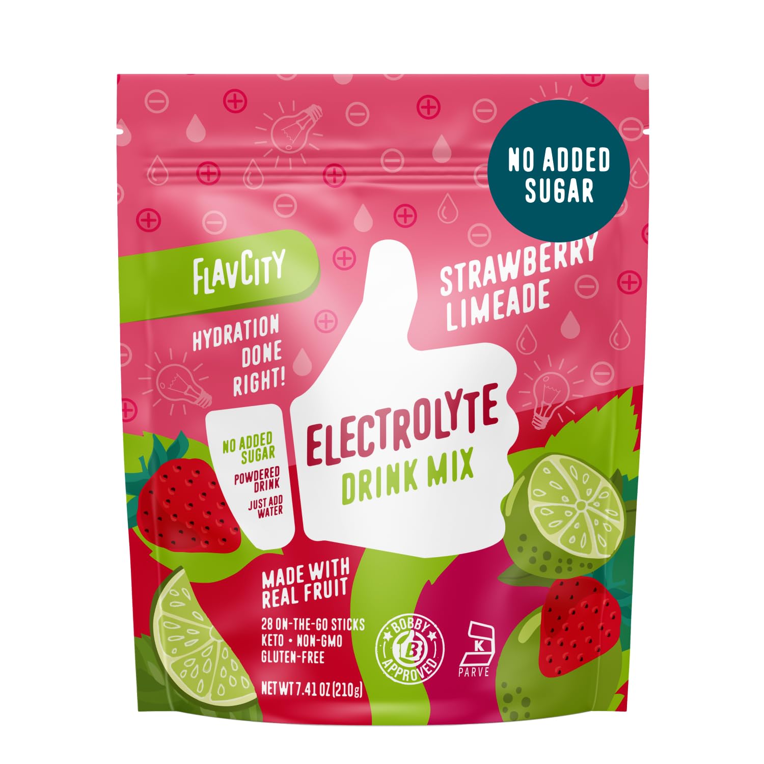 FlavCity Clean Electrolyte Packets - Natural Hydration for Treatment Recovery (Strawberry Limeade, 28 Pack)
