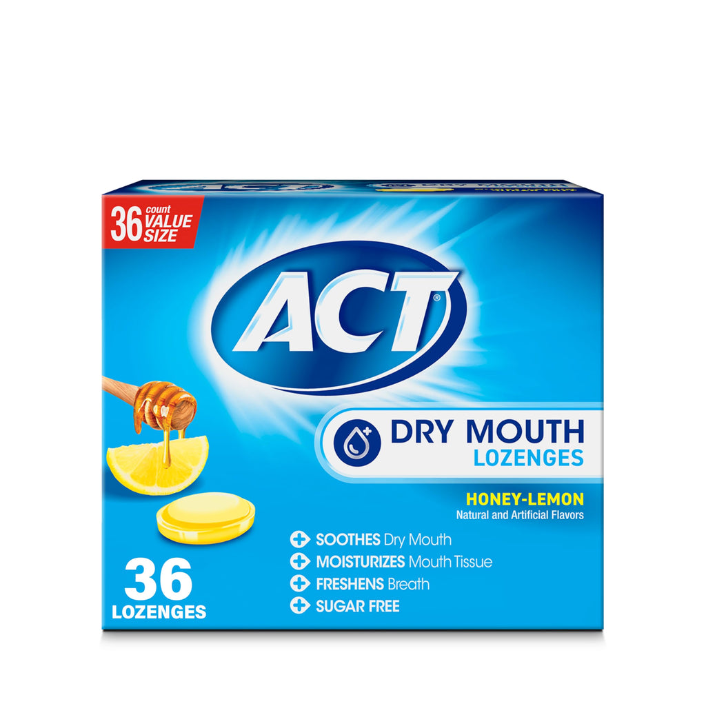 ACT Dry Mouth Moisturizing Lozenges - Fast Relief for Treatment-Related Dry Mouth (Honey-Lemon, 36 Count)
