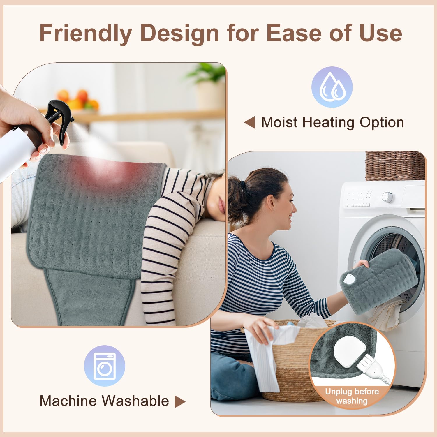 Extra Large Electric Heating Pad with Belt - Hands-Free Pain Relief