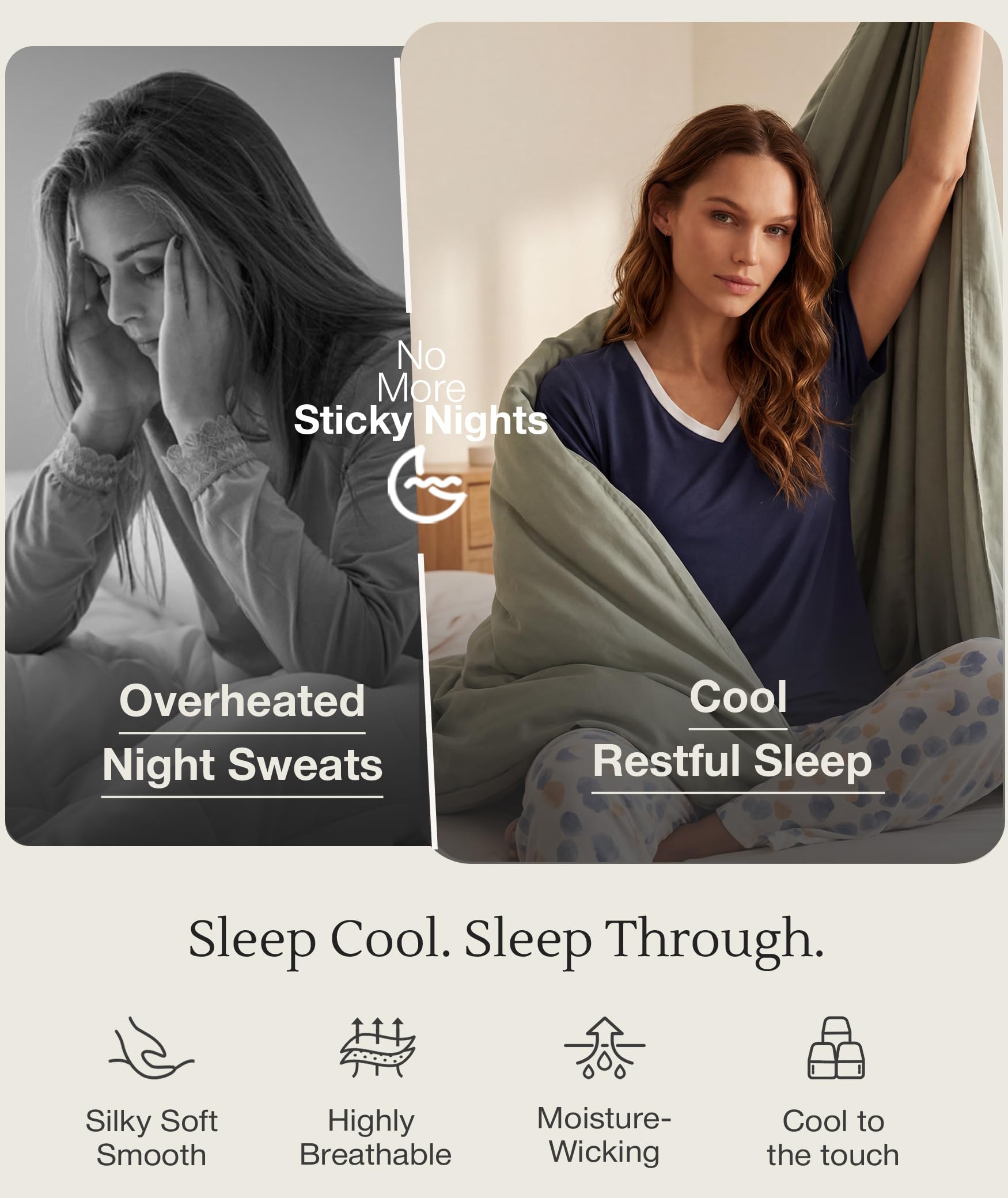 Bamboo Viscose Pajama Set with V-Neck - Cooling Sleepwear for Treatment Days (Slate Blue)