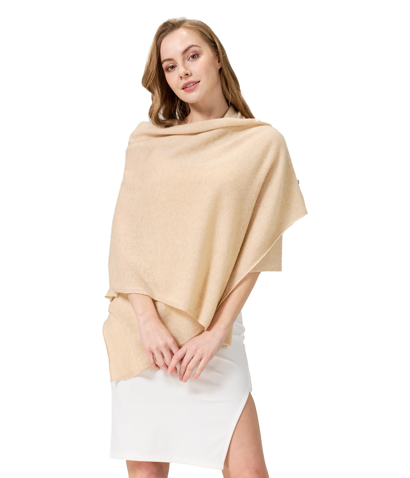 100% Cashmere Shawl - Soft Warmth for Treatment Days (Beige, 70.9" x 23.6")