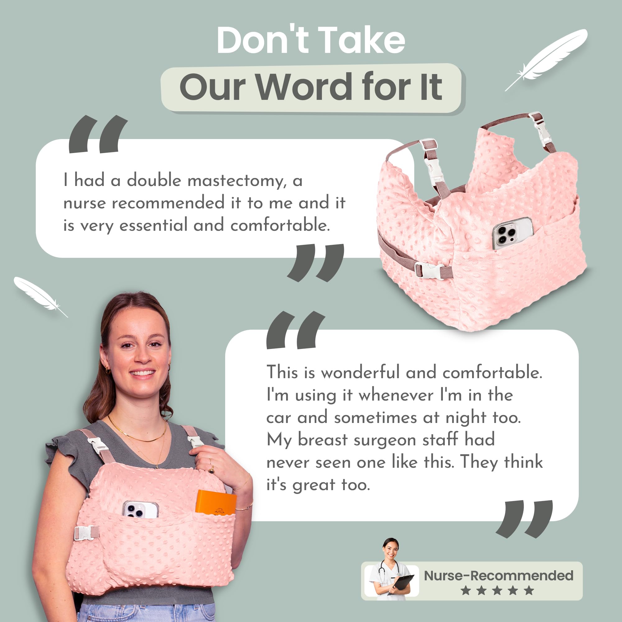 MOYOAMA Post Mastectomy Pillow Post Surgery - Wearable Chest Protection with Secure Straps, Easy-Clean Removable Cover, & Pockets - Breast Reduction/Augmentation & Double Mastectomy Recovery Supplies