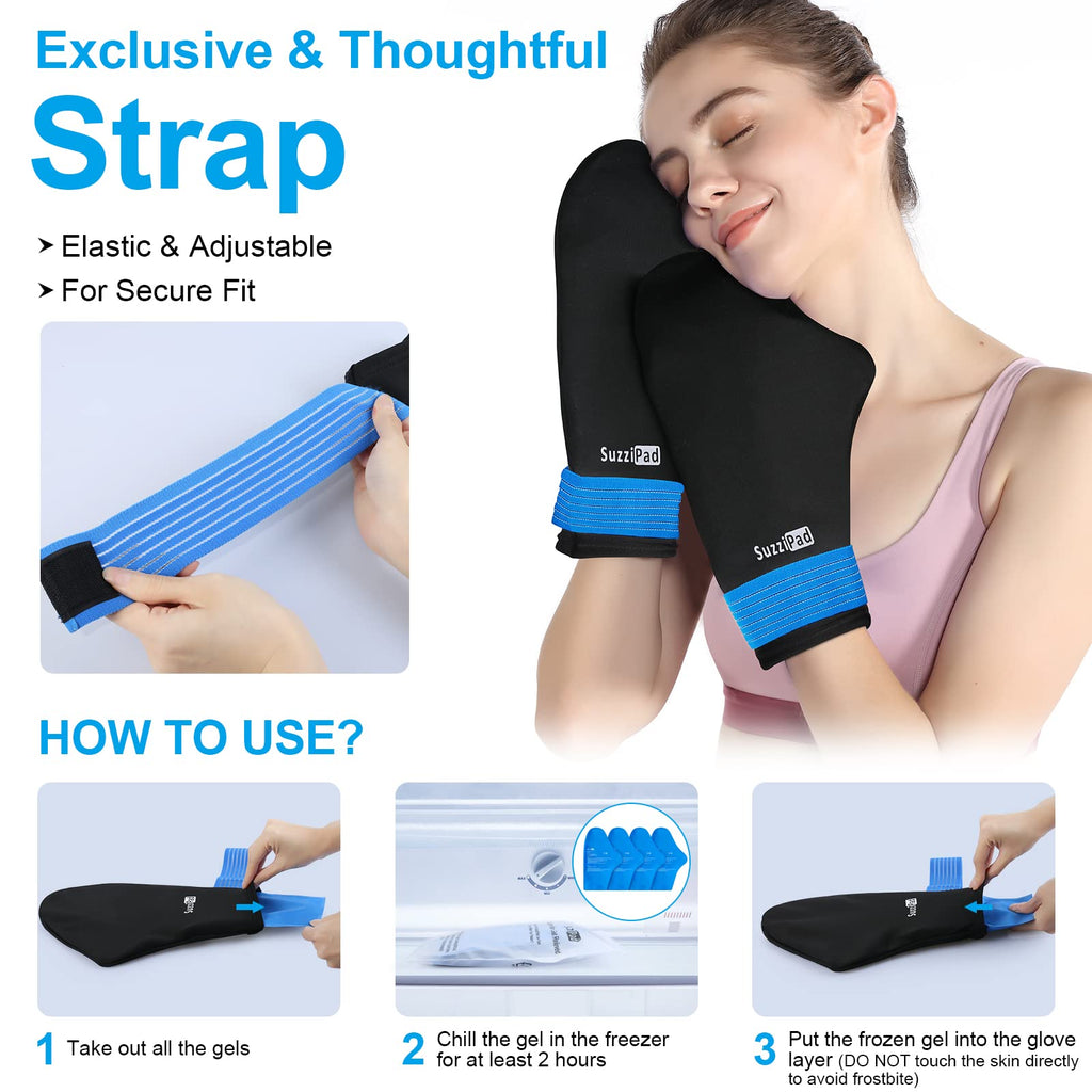 Cold Therapy Socks & Gloves Ice Pack Set - (Black/Turquoise, S/M)