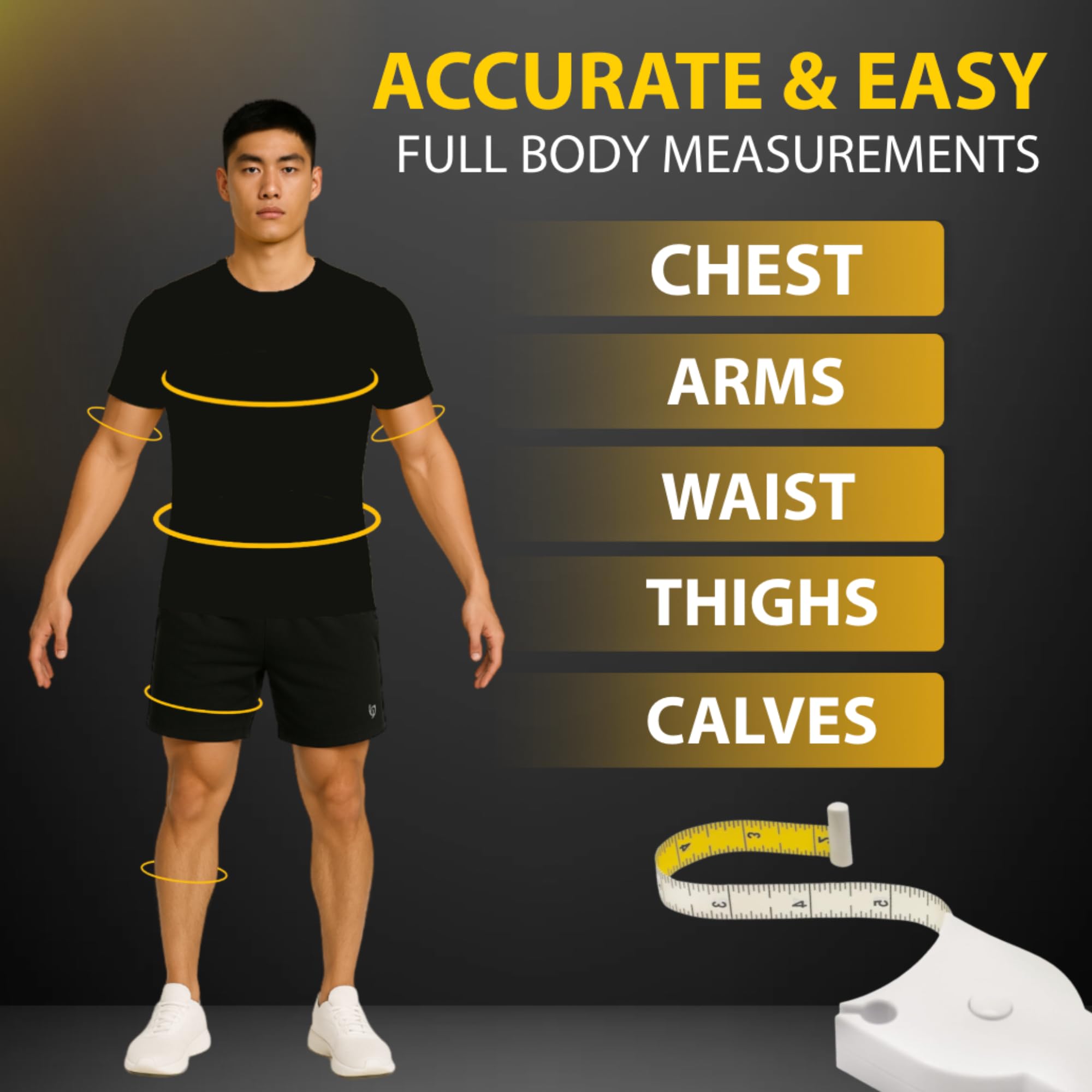 Retractable Body Tape Measure - Track Lymphedema, Ascites, and Treatment Changes (White)