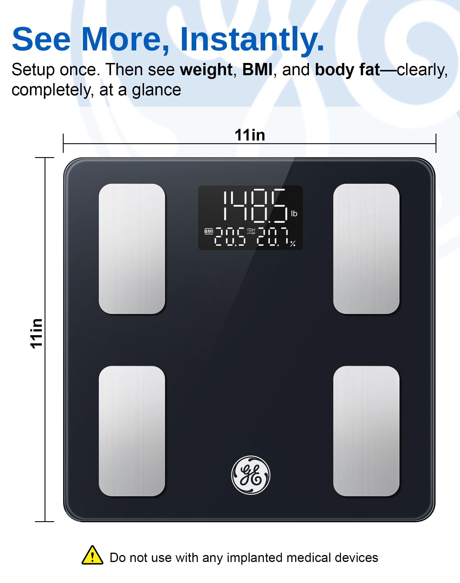 Smart Body Composition Scale - Track Treatment Weight and Muscle Changes (Black, 400lb Capacity)