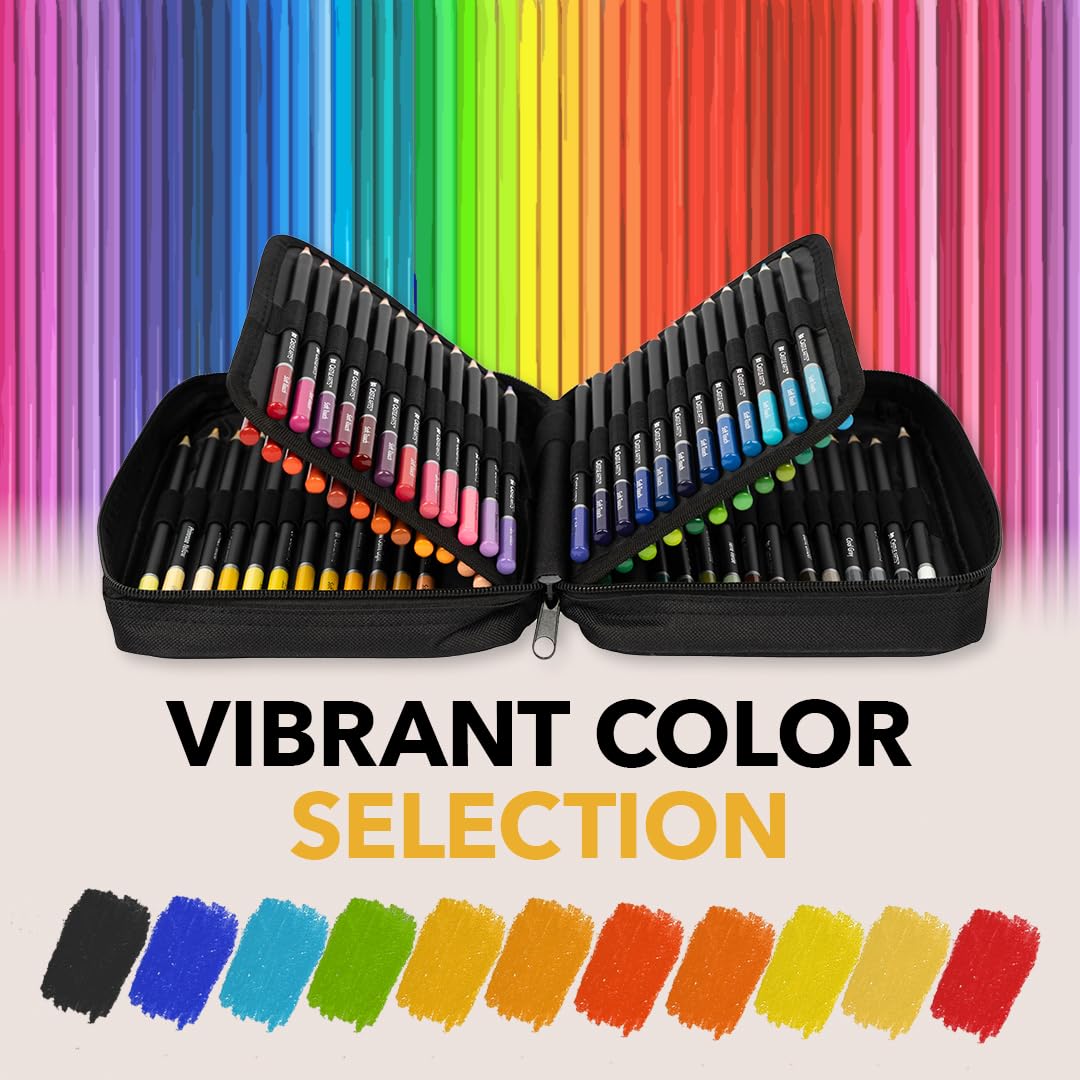72-Color Premium Colored Pencil Set - Vibrant smooth quality pencils (Zip Case)