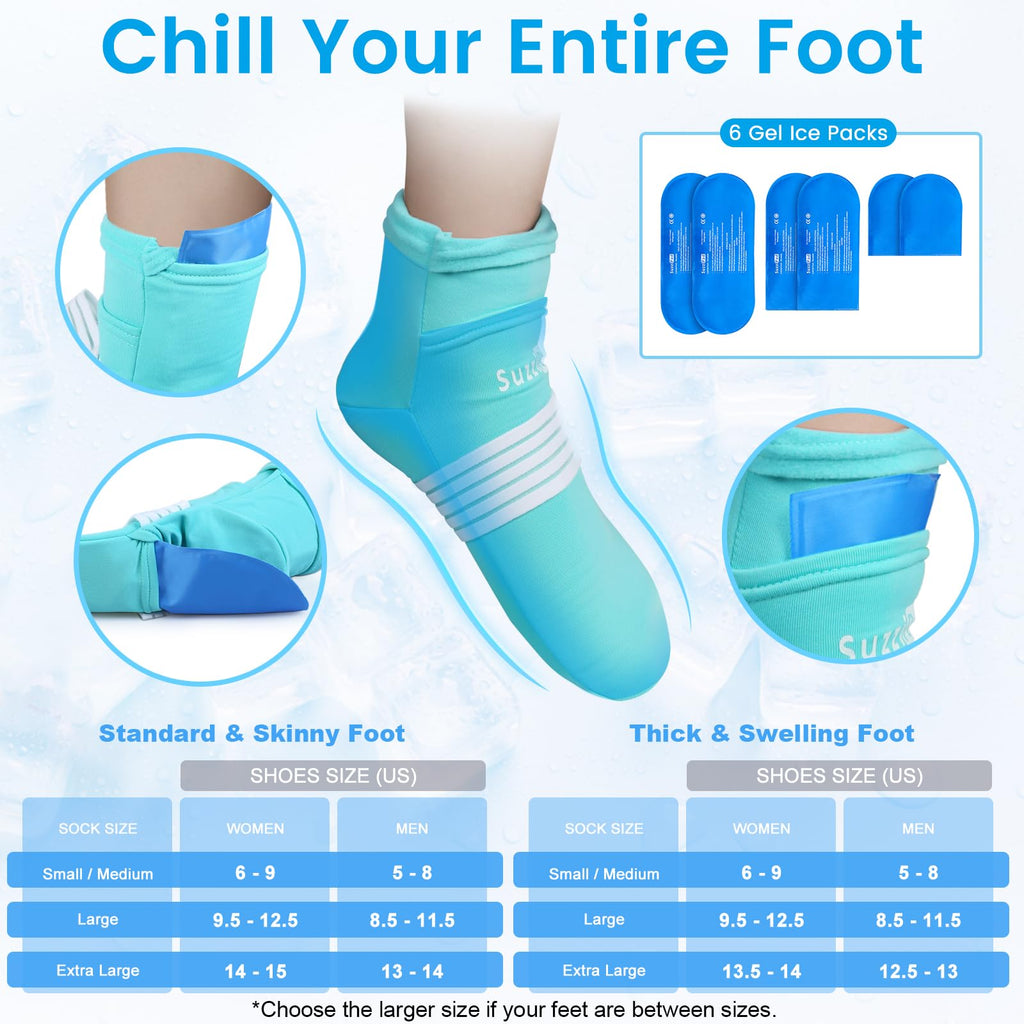 Cold Therapy Socks & Gloves Ice Pack Set - (Black/Turquoise, S/M)
