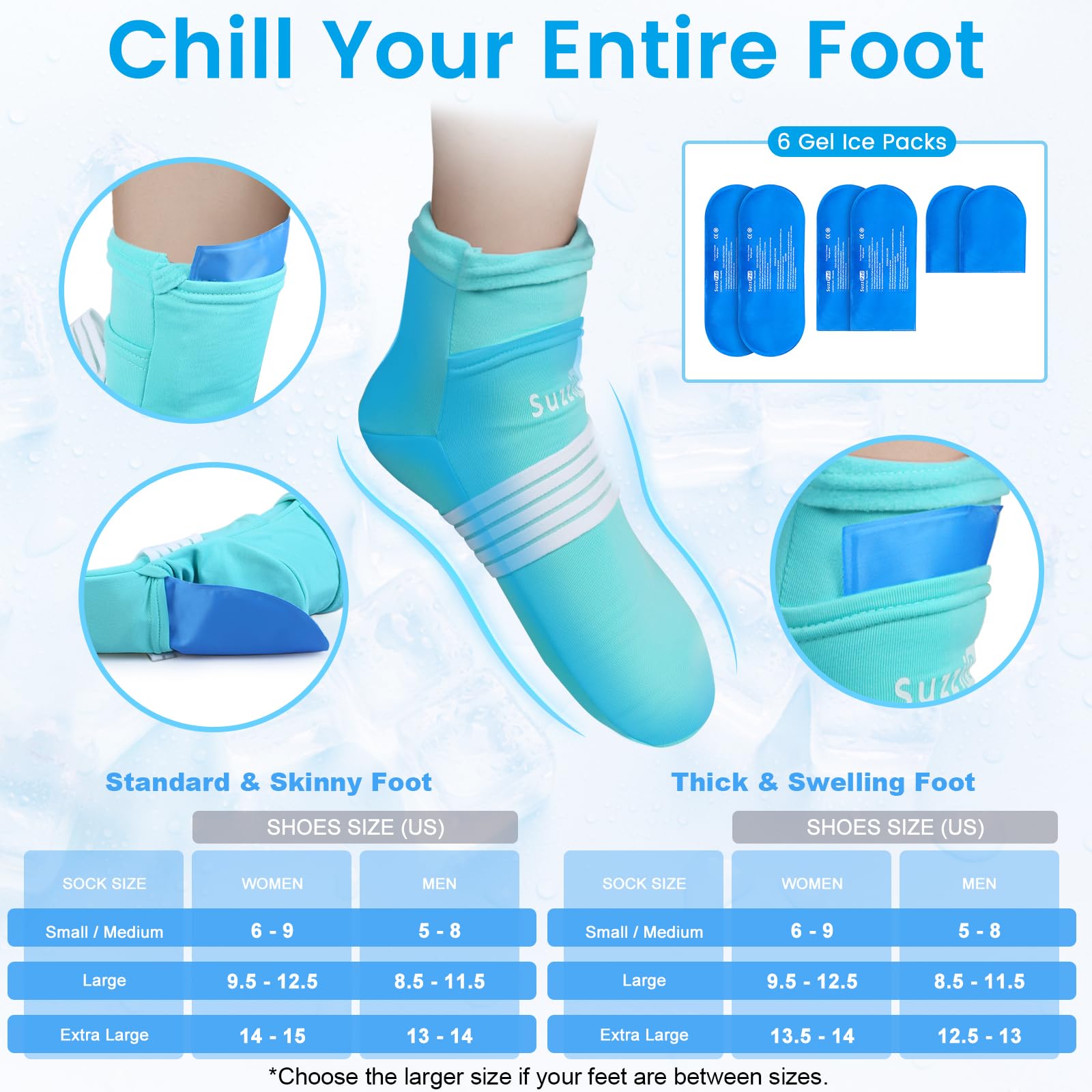 Cold Therapy Socks & Gloves Ice Pack Set - (Black/Turquoise, S/M)
