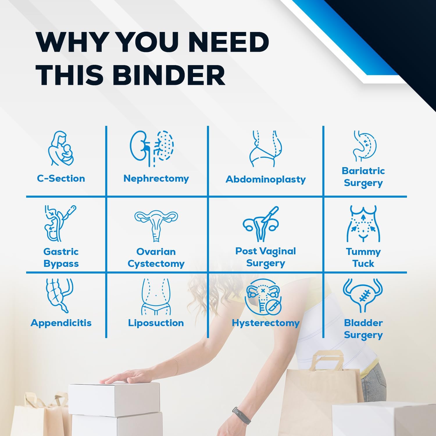 Abdominal Binder - Post-Surgical Support and Comfort (3-Panel, 9" High, Multiple Sizes)