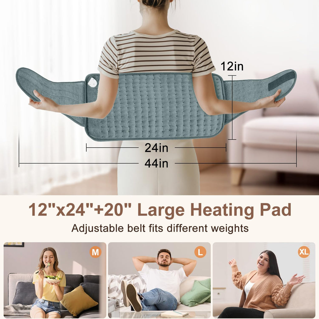 Extra Large Electric Heating Pad with Belt - Hands-Free Pain Relief