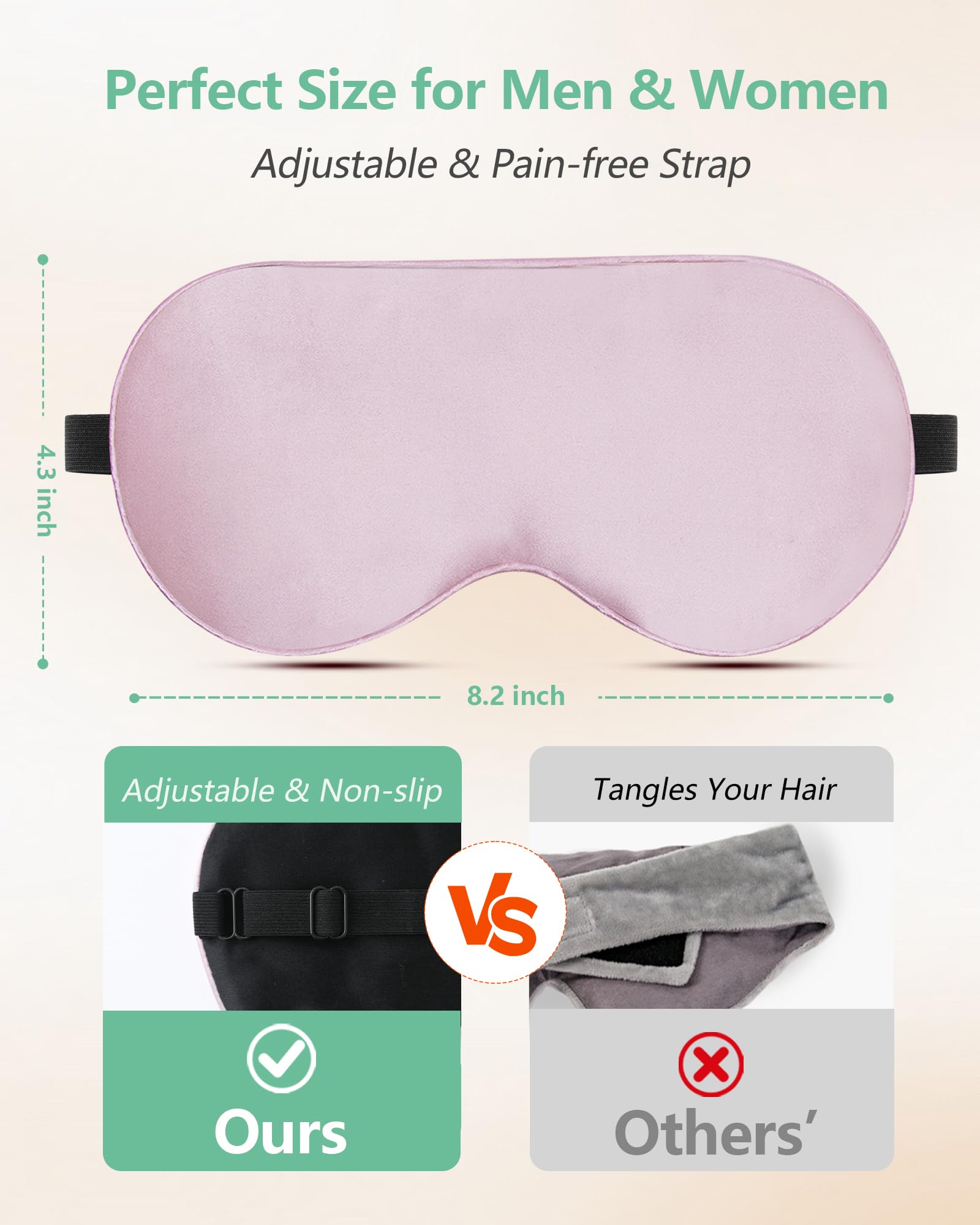 100% Mulberry Silk Sleep Masks - Light-Blocking Comfort for Treatment-Disrupted Sleep (2 Pack, Pink & Black)