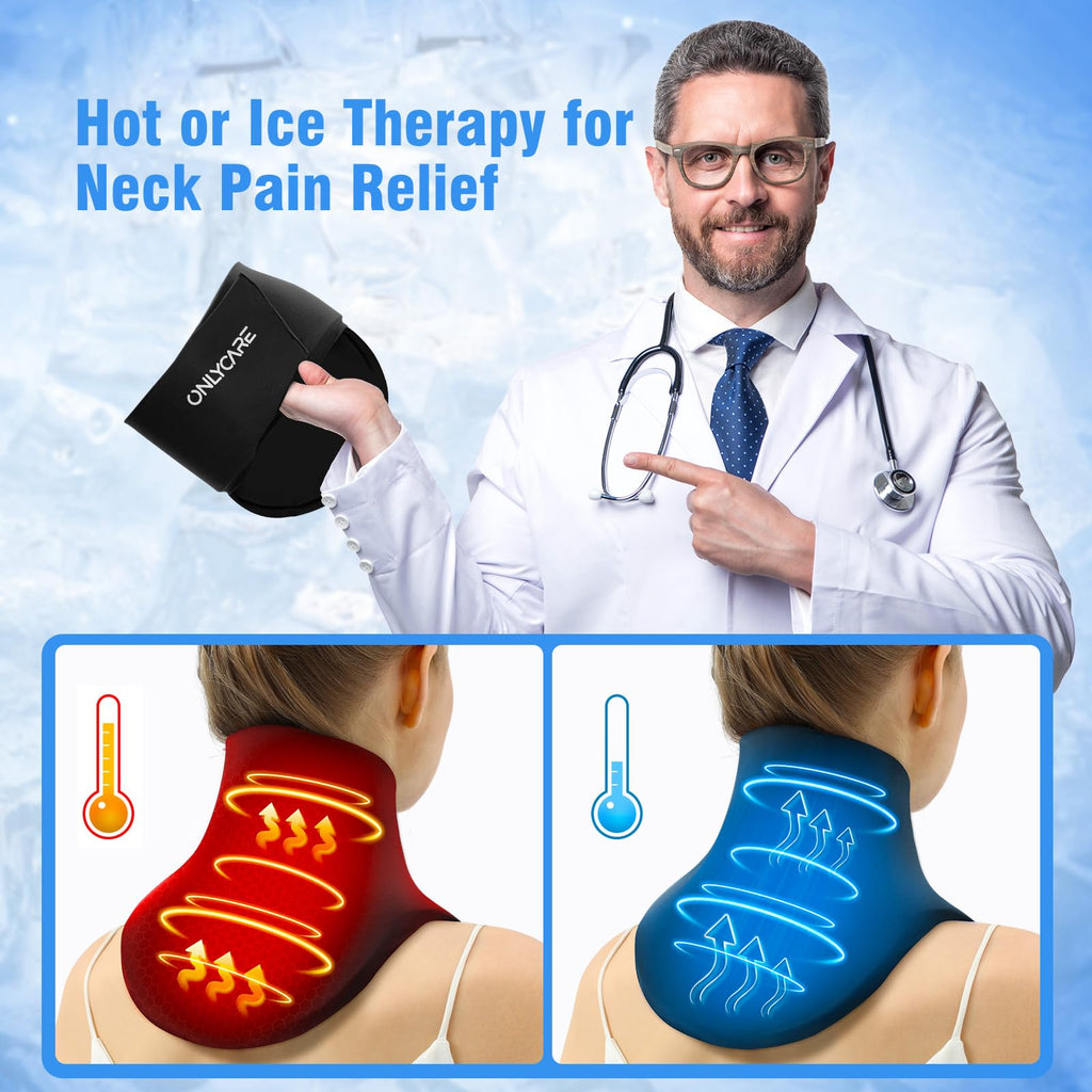 Neck and Shoulder Ice Pack Wrap - Hot and Cold Therapy for Treatment Pain (Black)